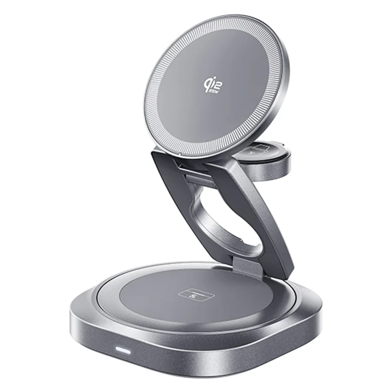 REMAX CW11 3 in 1 35W Foldable Wireless Charger Qi2.2 Magnetic Charging Stand for iPhone AirPods Watch - Dark Grey