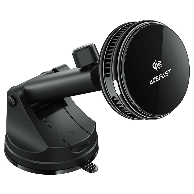ACEFAST D67 Qi2 25 W kabelloses Schnellladegerät mit Kühlfunktion und Saugnapf-Handyhalterung – Schwarz