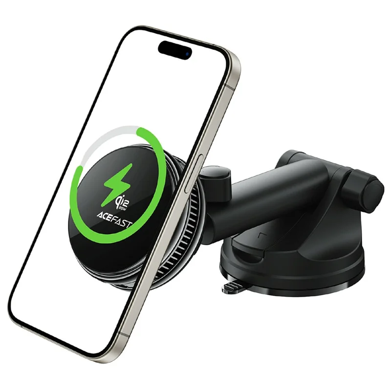 ACEFAST D67 Qi2 25 W kabelloses Schnellladegerät mit Kühlfunktion und Saugnapf-Handyhalterung – Schwarz