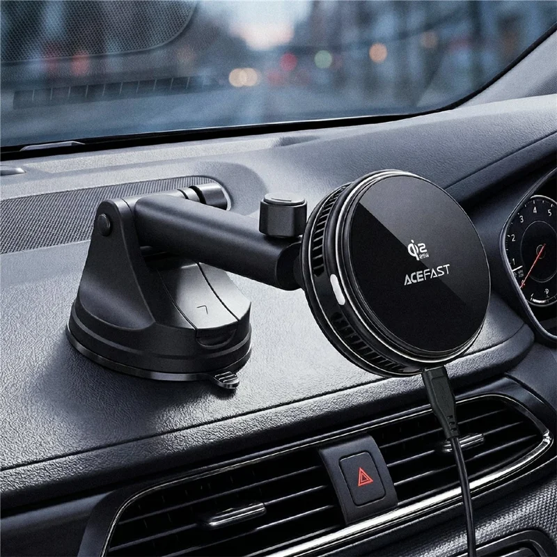 ACEFAST D67 Qi2 25 W kabelloses Schnellladegerät mit Kühlfunktion und Saugnapf-Handyhalterung – Schwarz