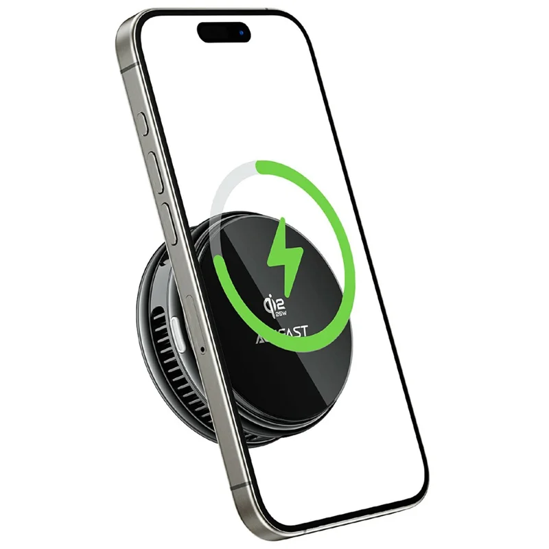 ACEFAST E47 QI2 25 W Magnetisches Kühl- und Kabelloses Ladegerät, Schneller Handykühler für Gaming – Schwarz