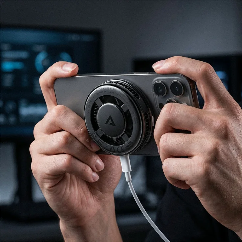 ACEFAST E47 QI2 25 W Magnetisches Kühl- und Kabelloses Ladegerät, Schneller Handykühler für Gaming – Schwarz