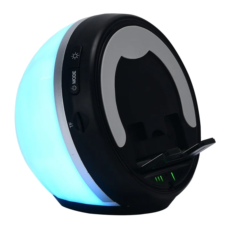 F36 Altifalante Bluetooth com Suporte para Telemóvel, Luz Ambiente RGB, Cartão TF, Altifalante Portátil com Áudio por Indução sem Fios - Preto