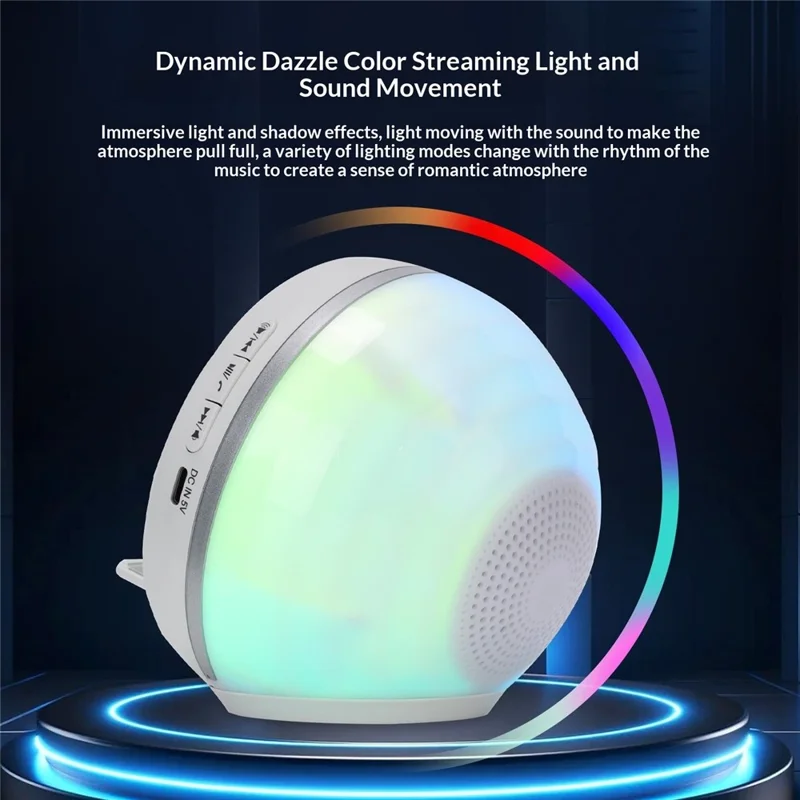 F36 Altifalante Bluetooth com Suporte para Telemóvel, Luz Ambiente RGB, Cartão TF, Altifalante Portátil com Áudio por Indução sem Fios - Preto