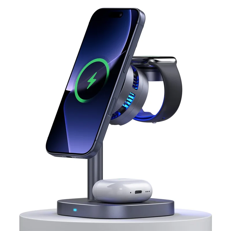 B-36 3 in 1 Magnetic Wireless Charger for iPhone / Apple Watch / AirPods TEC Cooling Qi2.2 25W Fast Charging Dock - Black