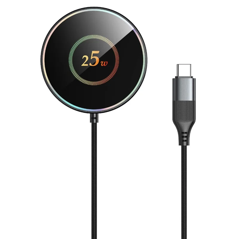 25-1 25W Magnetic Wireless Charger Desktop Ultra Thin Intelligent Temperature Control Qi Fast Charging Pad for iPhone Android Phone - Round Pattern