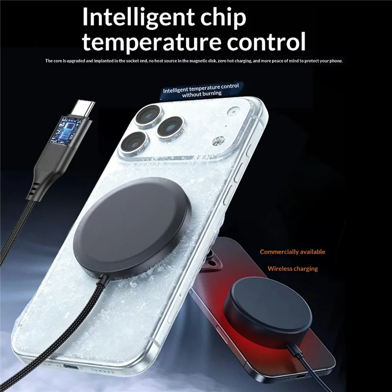 25-1 25W Magnetic Wireless Charger Desktop Ultra Thin Intelligent Temperature Control Qi Fast Charging Pad for iPhone Android Phone - Round Pattern