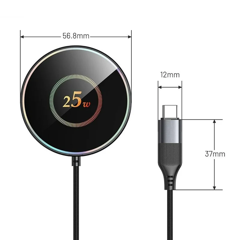 25-1 25W Magnetic Wireless Charger Desktop Ultra Thin Intelligent Temperature Control Qi Fast Charging Pad for iPhone Android Phone - Round Pattern