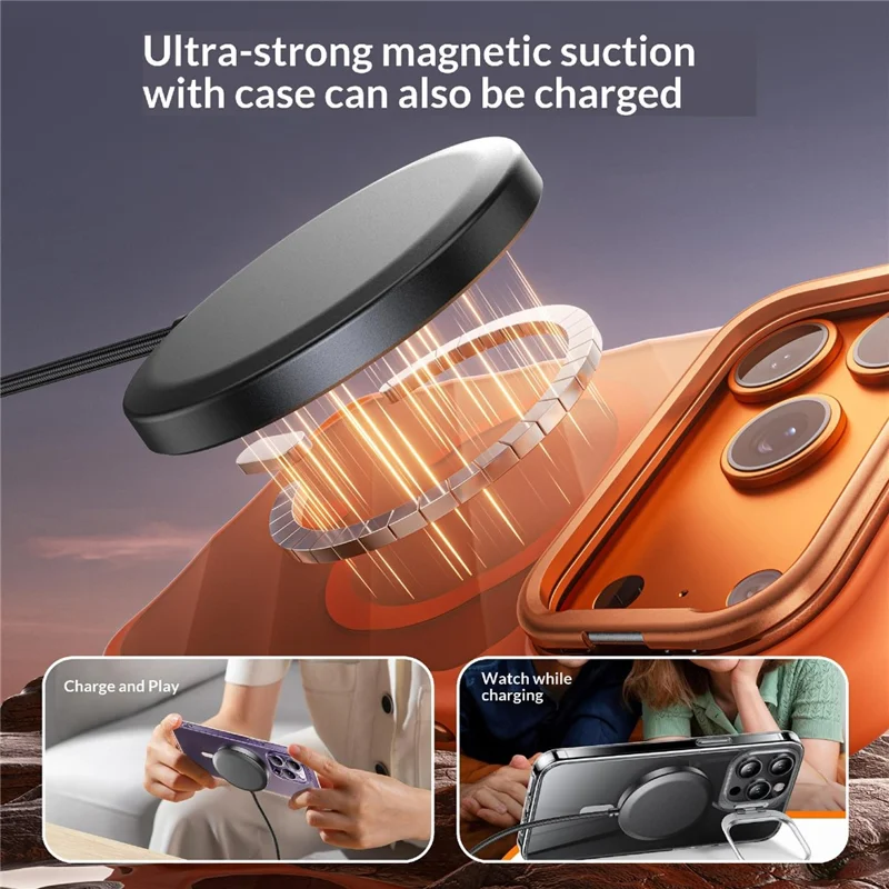 25-1 25W Magnetic Wireless Charger Desktop Ultra Thin Intelligent Temperature Control Qi Fast Charging Pad for iPhone Android Phone - Round Pattern