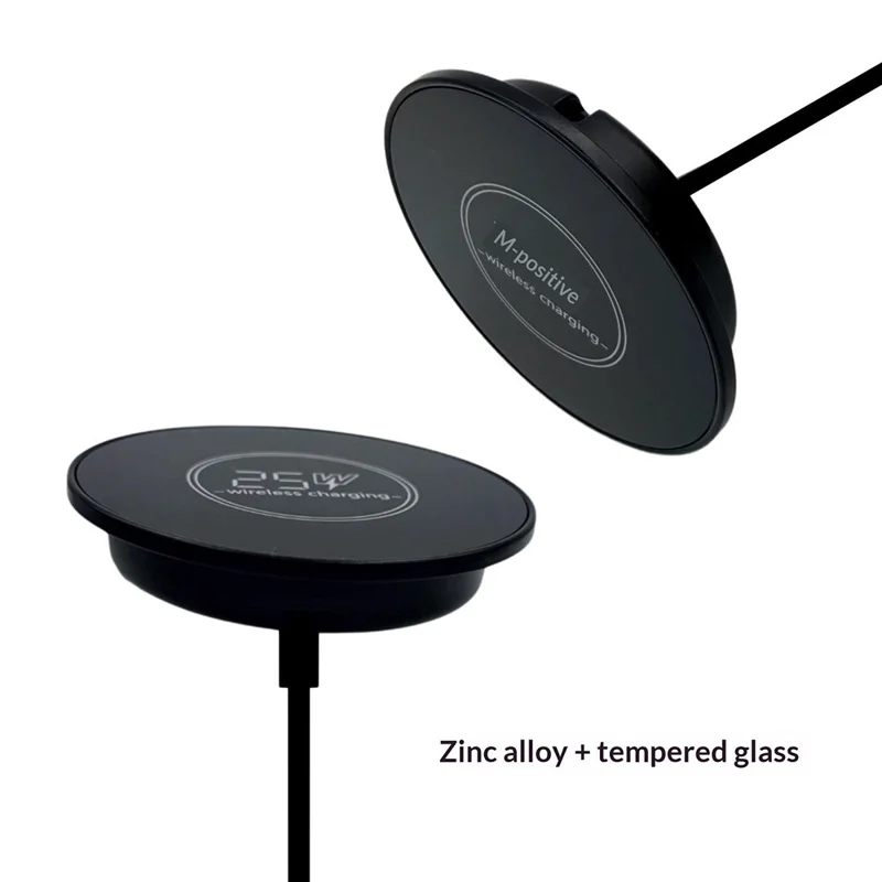 QR02 Qi2.2 25W Magnetic Wireless Charger Embedded Desktop Car Mount Charging Pad - Black