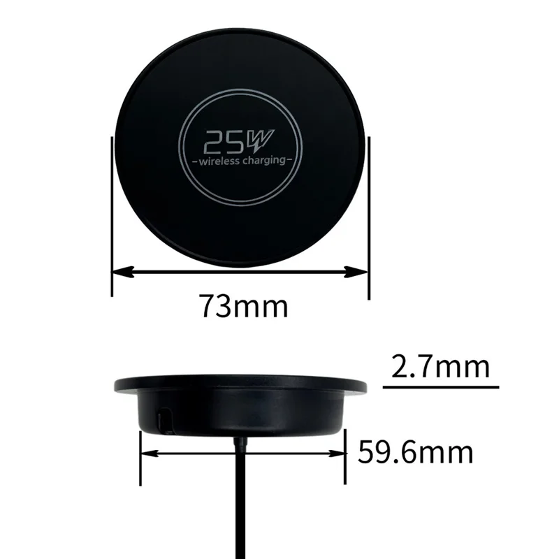 QR02 Qi2.2 25W Magnetic Wireless Charger Embedded Desktop Car Mount Charging Pad - Black