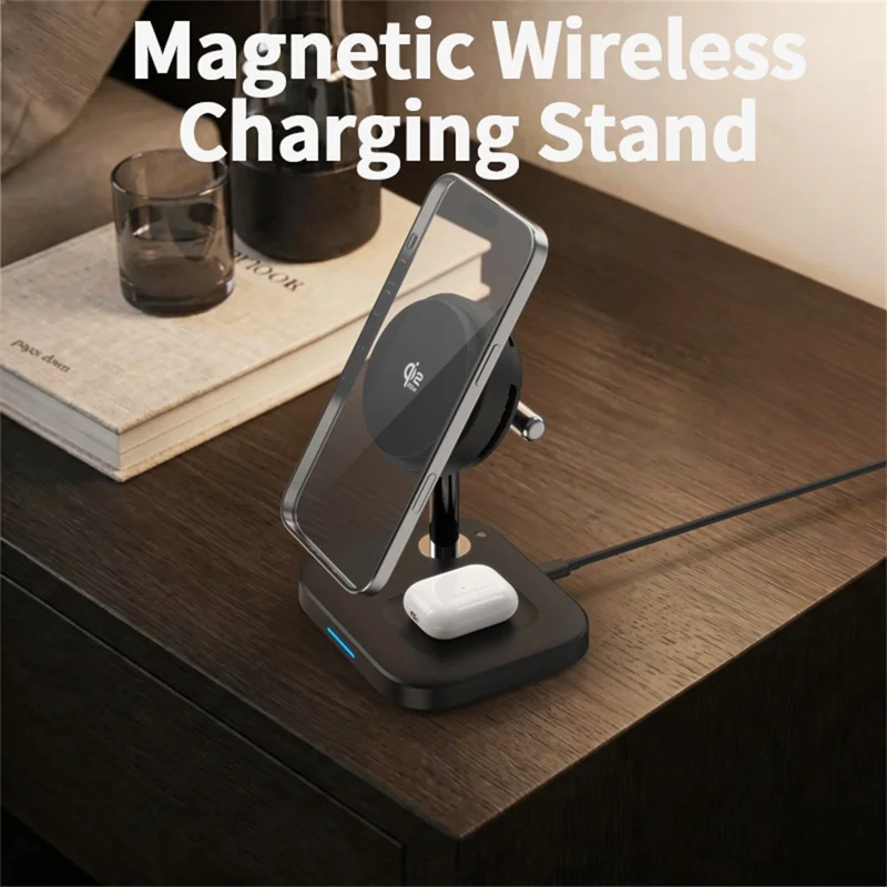 C69 2-w 1 Qi2.2 25 W Łącznik Do Ładowania Przewodowego z Chłodzeniem Półprzewodnikowym Magnetyczny Ładowarka Do Telefonu Słuchawek - Czarny