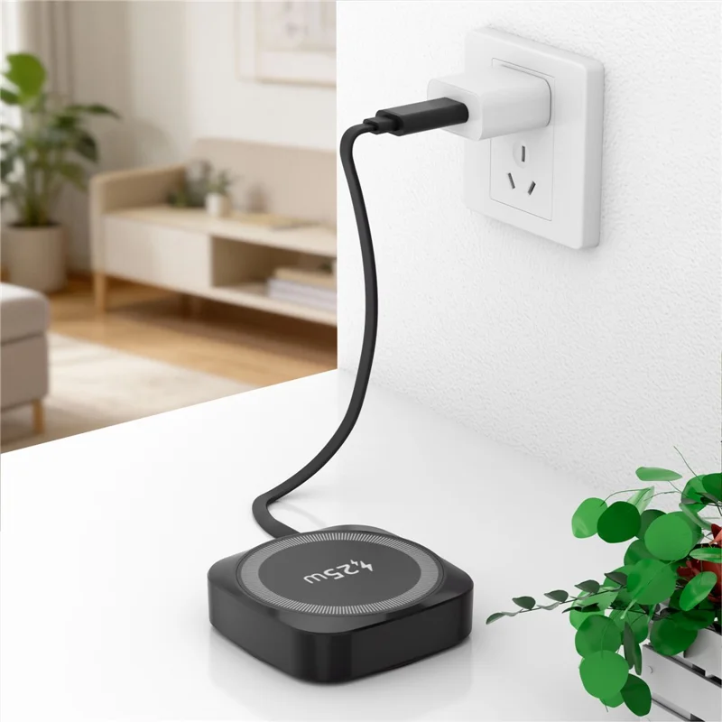 Qi2.2 25W Magnetic Wireless Charger with 70cm Retractable USB-C Cable for iPhone / Samsung / Google Pixel / AirPods Fast Charging Pad - Black