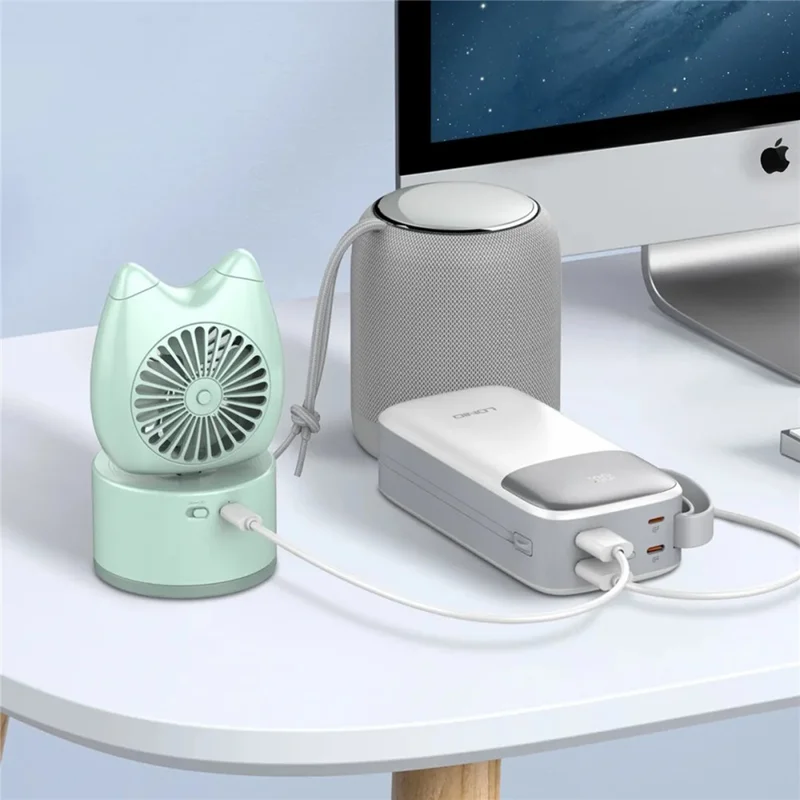 LDNIO PQ30 30000mAh Power Bank with Built-in Type-C + iP (5-14) Cable 22.5W Fast Charging LED Display Charger - White