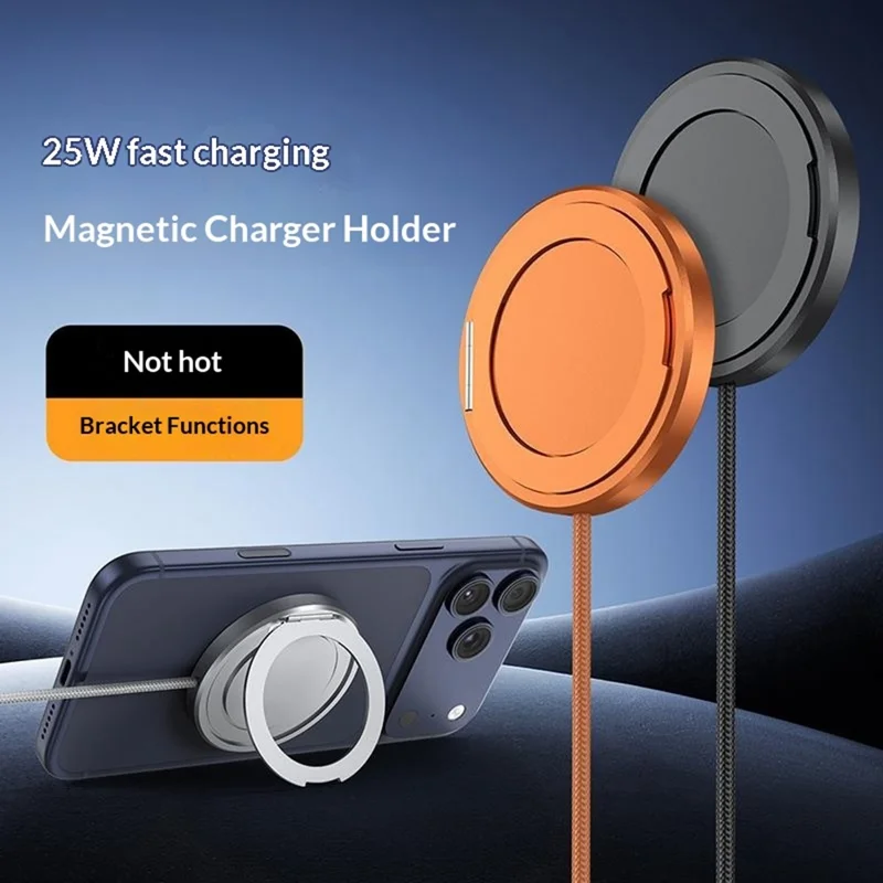 Qi2 25W Compatible with MagSafe Magnetic Wireless Charger Stand Aluminum Alloy Fast Charging Base for iPhone 12-17 - White
