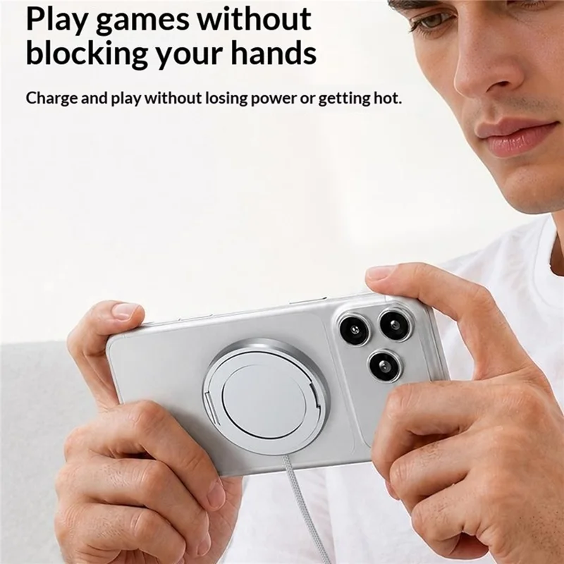 Qi2 25W Compatible with MagSafe Magnetic Wireless Charger Stand Aluminum Alloy Fast Charging Base for iPhone 12-17 - White