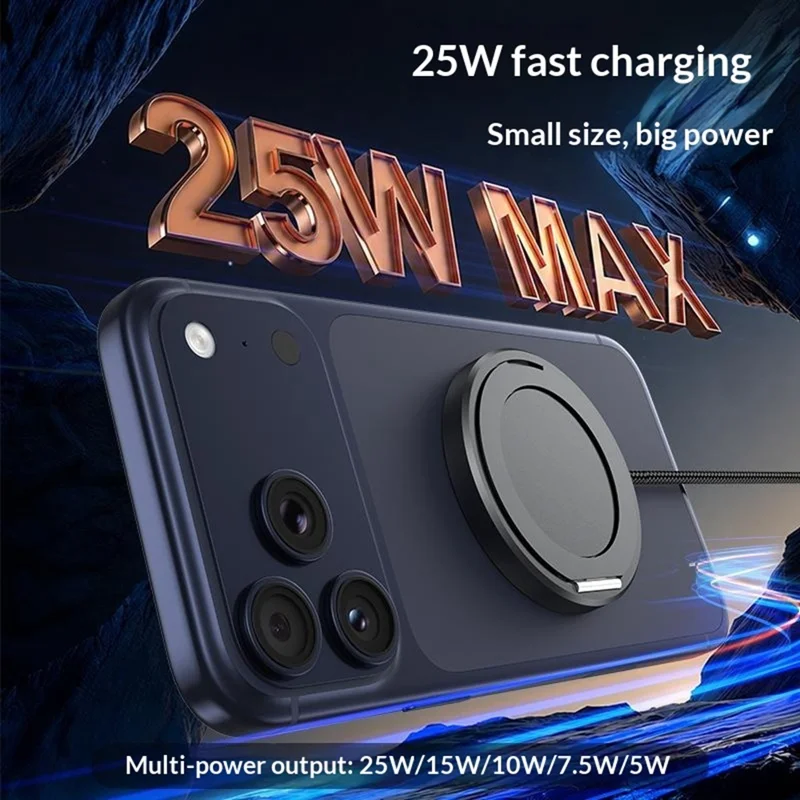 Qi2 25W Compatible with MagSafe Magnetic Wireless Charger Stand Aluminum Alloy Fast Charging Base for iPhone 12-17 - White