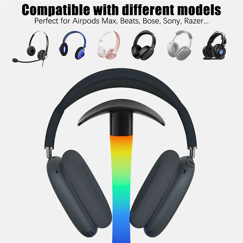 D9 Support de casque avec chargeur sans fil 15 W, station de charge RGB pour bureau de jeu - Noir