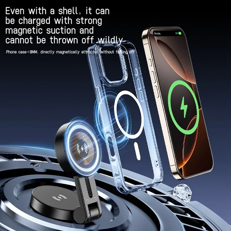 H68 3 in 1 15W Foldable Magnetic Wireless Charger ABS + PC for Phone Earbuds Watch - Black
