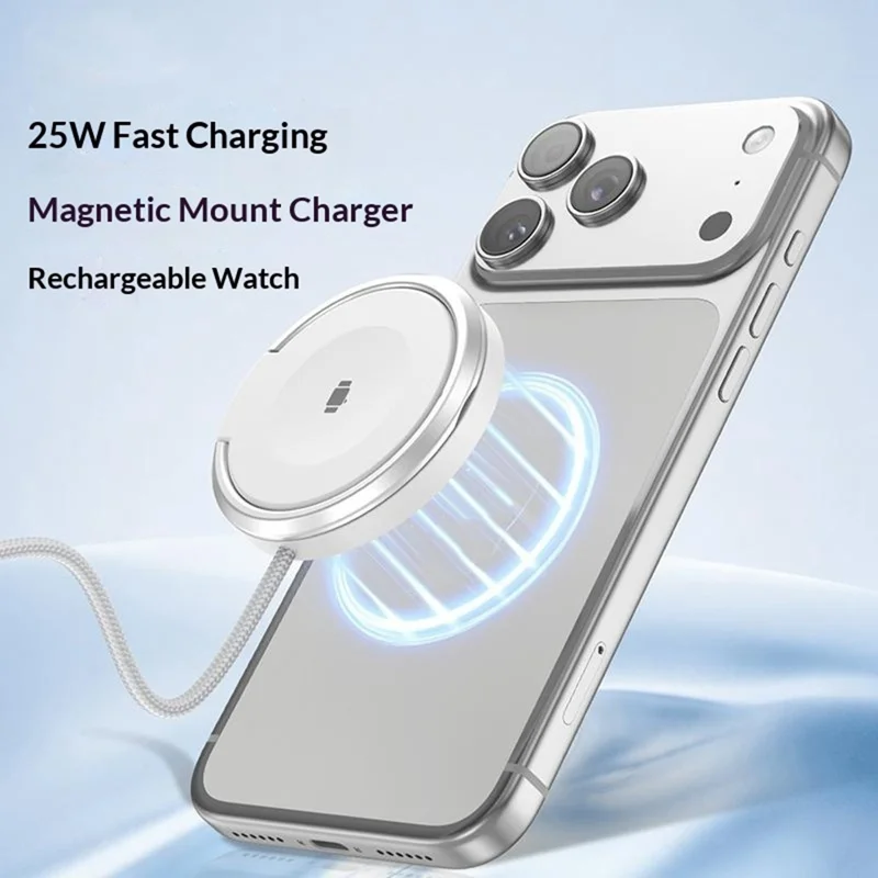 HYD-003 25W Magnetic Wireless Charger with Stand for Smartphone and Smartwatch - White