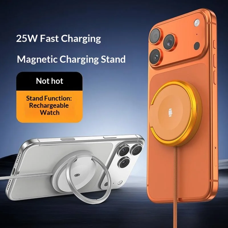 HYD-003 25W Magnetic Wireless Charger with Stand for Smartphone and Smartwatch - White