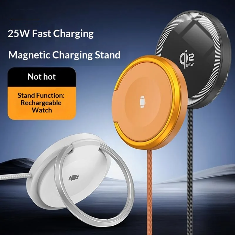 HYD-003 25W Magnetic Wireless Charger with Stand for Smartphone and Smartwatch - White