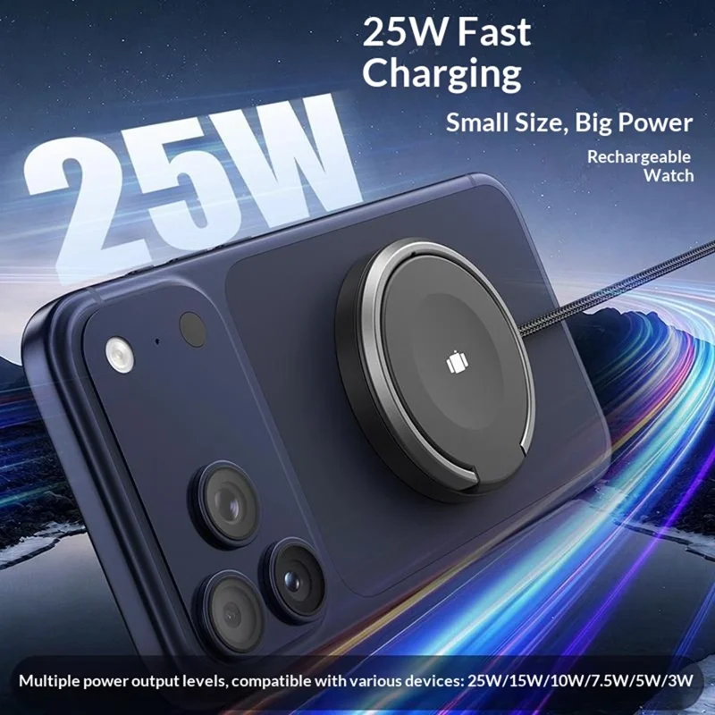 HYD-003 25W Magnetic Wireless Charger with Stand for Smartphone and Smartwatch - White