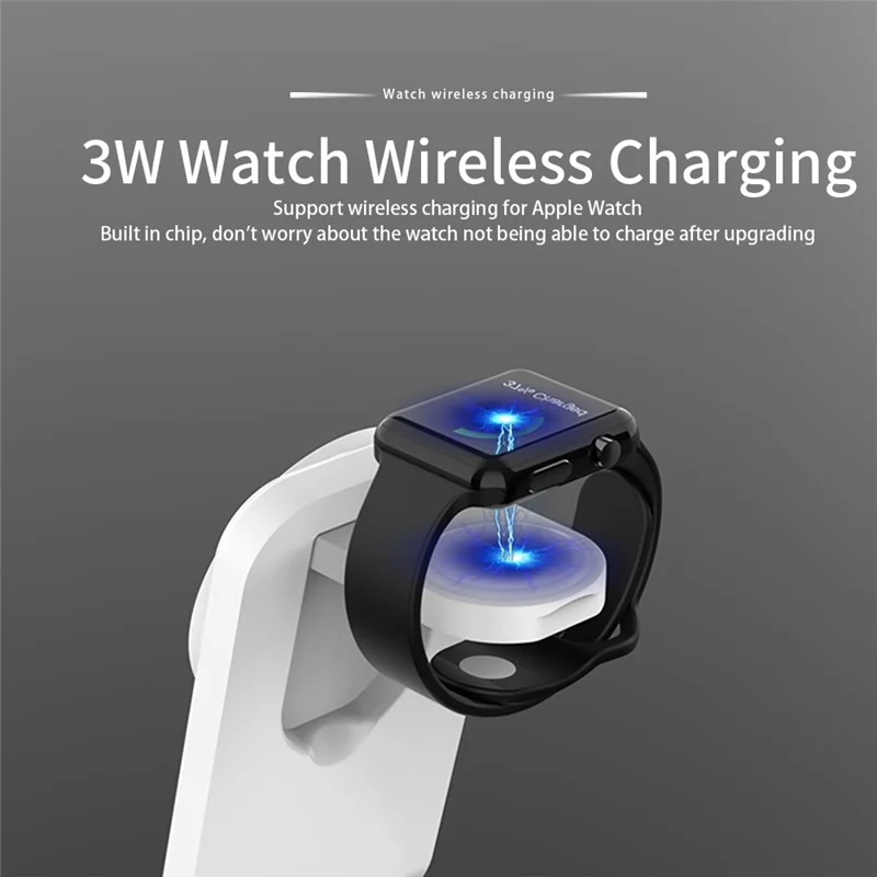 H64 3 in 1 15W Foldable Magnetic Wireless Charging Stand with RGB Lighting - Black