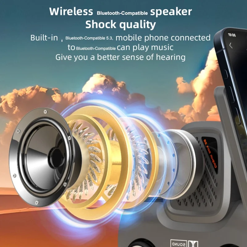 T30 15W 3 in 1 Wireless Charging Stand with Bluetooth-compatible 5.3 Speaker and Digital Clock - White