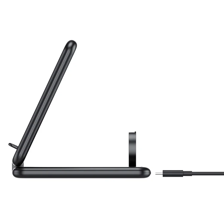 B-13 3-en-1 15W Chargeur Sans Fil du Support de Téléphone Portable Téleannard Pliable Pour la Montre Apple Watch / AirPods - le Noir