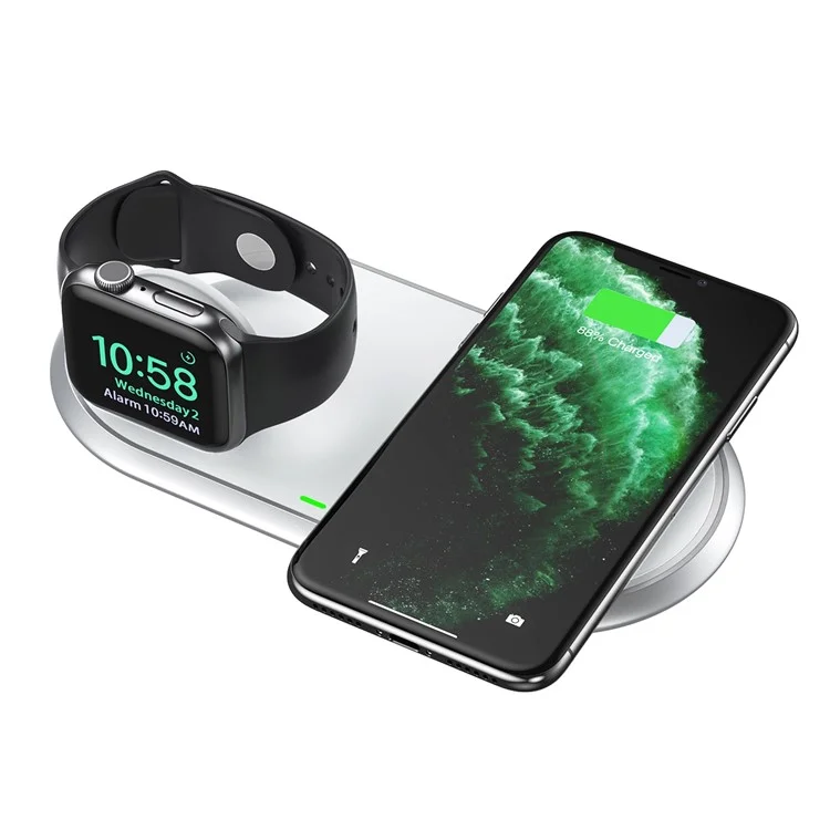 CHOETECH MFI Certificated 15W 2-in-1 Phone Watch Earphone Wireless Charger Qi Wireless Charging Dock