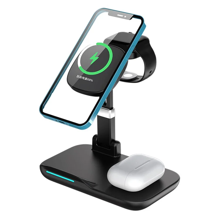 YF-T8 3-in-1 15W Chargeur Sans Fil Magnétique 15W Chargeur de Chargement Sans Fil Portable Avec Lumière Indicatrice