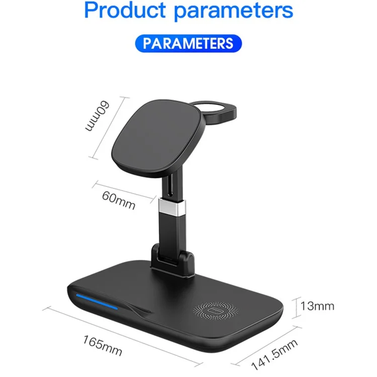 YF-T8 3-in-1 15W Chargeur Sans Fil Magnétique 15W Chargeur de Chargement Sans Fil Portable Avec Lumière Indicatrice