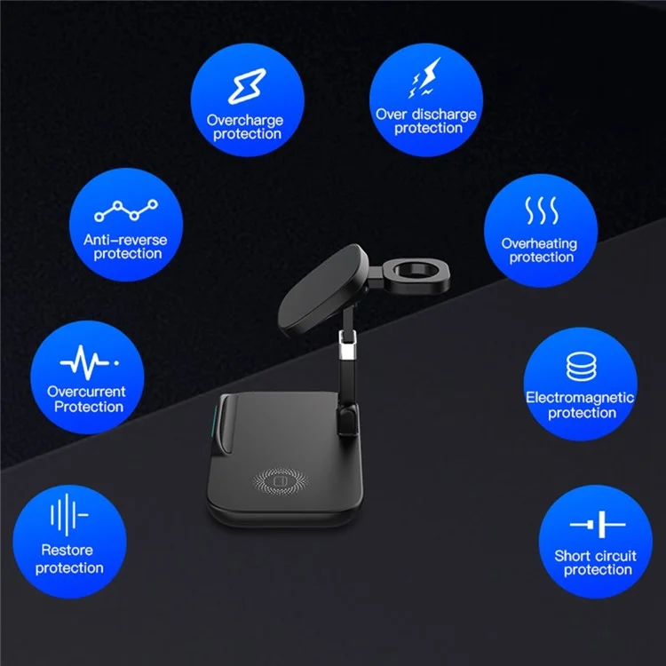 YF-T8 3-in-1 15W Chargeur Sans Fil Magnétique 15W Chargeur de Chargement Sans Fil Portable Avec Lumière Indicatrice