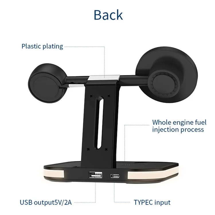 JJT-971 3 in 1 Detachable Magnetic Wireless Charger Charging Base for iPhone / Apple Watch / Earphones - Black