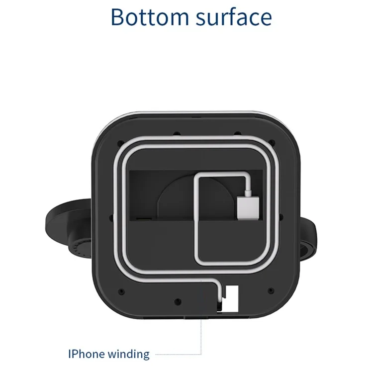 JJT-971 3 in 1 Detachable Magnetic Wireless Charger Charging Base for iPhone / Apple Watch / Earphones - Black