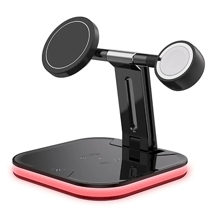 JJT-971 3 in 1 Detachable Magnetic Wireless Charger Charging Base for iPhone / Apple Watch / Earphones - Black