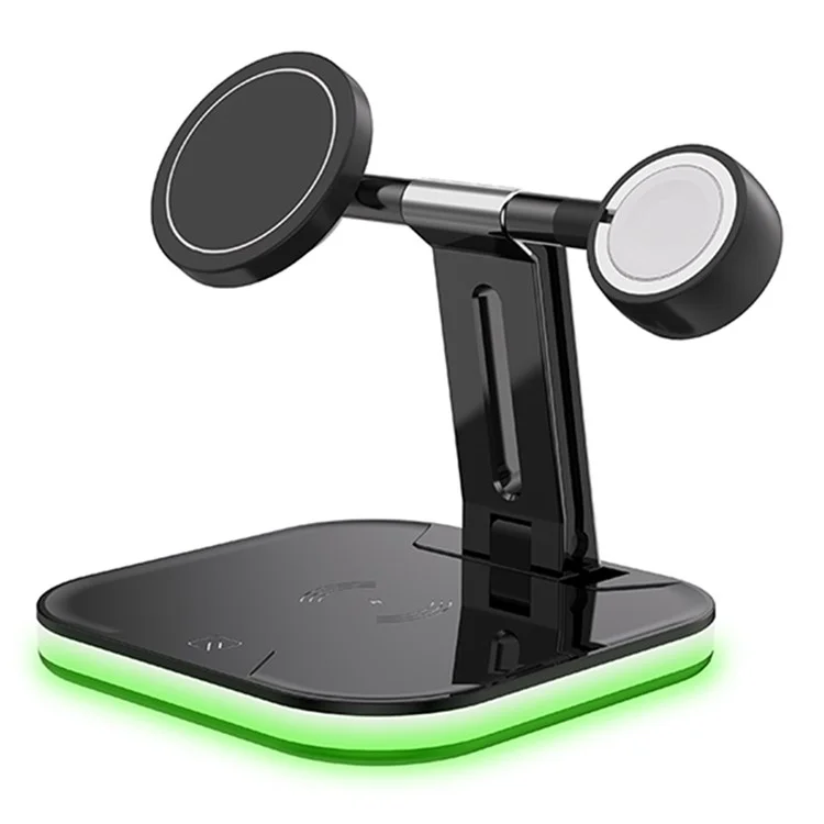 JJT-971 3 in 1 Detachable Magnetic Wireless Charger Charging Base for iPhone / Apple Watch / Earphones - Black