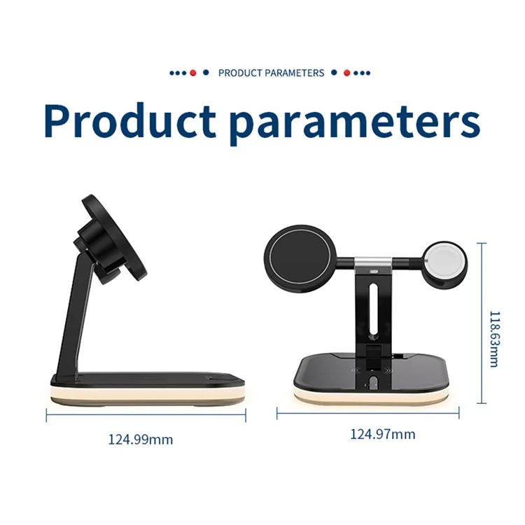 JJT-971 3 in 1 Abnehmbares Magnetisches Drahtloses Ladegerät Für Das Iphone / Apple Watch / Ohrhörer - Schwarz