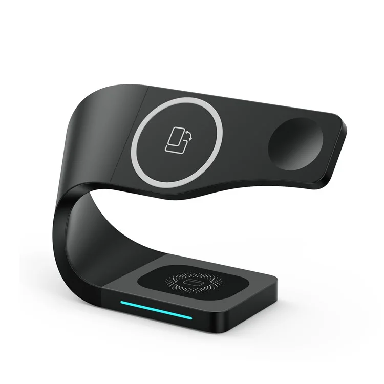 CF62 Intelligent 4 в 1 Магнитное Беспроводное Зарядное Устройство Для Iphone / я Смотрю / Airpods 15 вт Станция Быстрого Зарядки - Черный