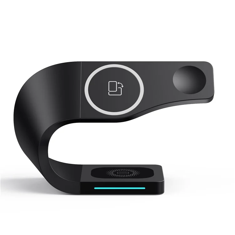 CF62 Intelligent 4 в 1 Магнитное Беспроводное Зарядное Устройство Для Iphone / я Смотрю / Airpods 15 вт Станция Быстрого Зарядки - Черный