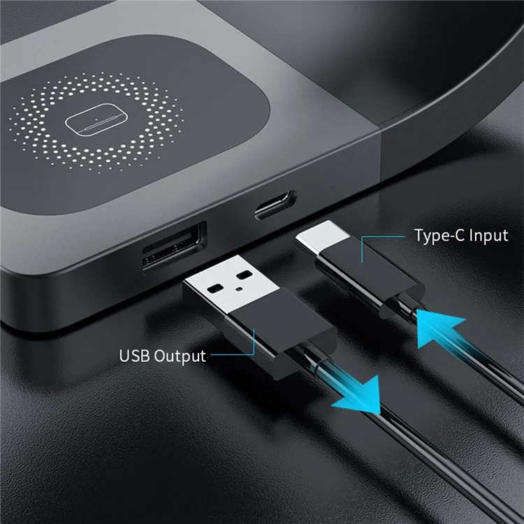 CF62 Intelligent 4 в 1 Магнитное Беспроводное Зарядное Устройство Для Iphone / я Смотрю / Airpods 15 вт Станция Быстрого Зарядки - Черный