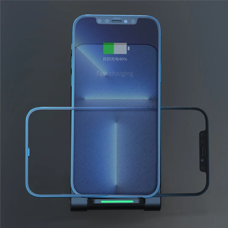 S25 Foldable 15W Wireless Charger Cellphone Stand Fast Charging Dock for iPhone Android Phone - White