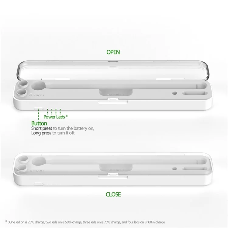 P2 Boîte de Charge Sans Fil 2-en-1 Pour le 2e Crayon Apple 2e / 1ère Génération, Support de Stylo à Boîte de Rangement Avec Couvercle