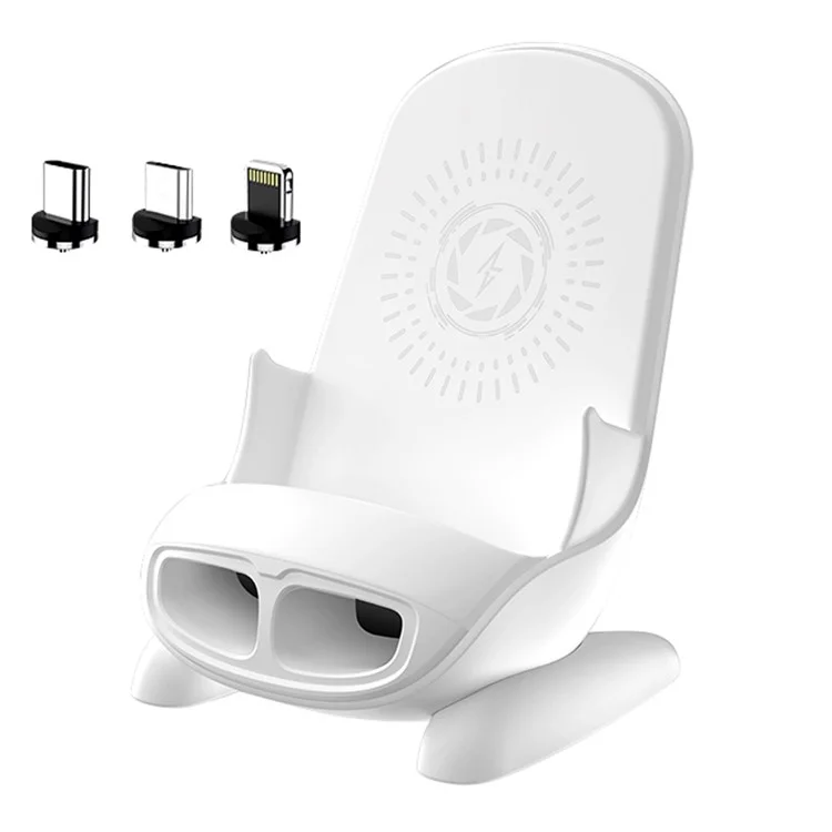 S88 Magnetic Adapter Design 15W Wireless Charging Stand Holder Wireless Charger Sound Amplifier Function - White