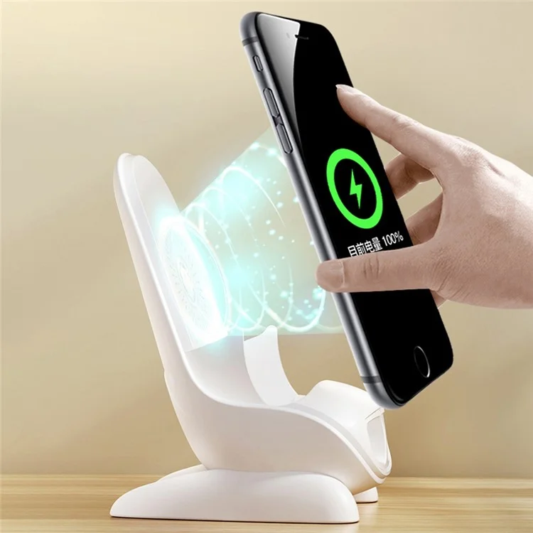 S88 Magnetic Adapter Design 15W Wireless Charging Stand Holder Wireless Charger Sound Amplifier Function - White