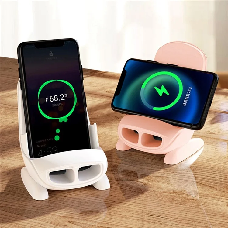 S88 Magnetic Adapter Design 15W Wireless Charging Stand Holder Wireless Charger Sound Amplifier Function - White