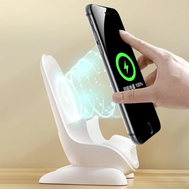 S88 Magnetic Adapter Design Wireless Charging Stand Holder Wireless Charger Sound Amplifier Function - Pink