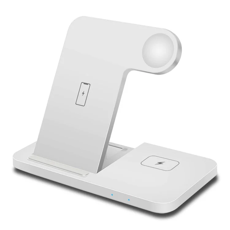 B381 For Qi-enabled Mobile Phone / Smart Watch / Headphones 3 in 1 15W Fast Charging Station Folding Charger Dock - White