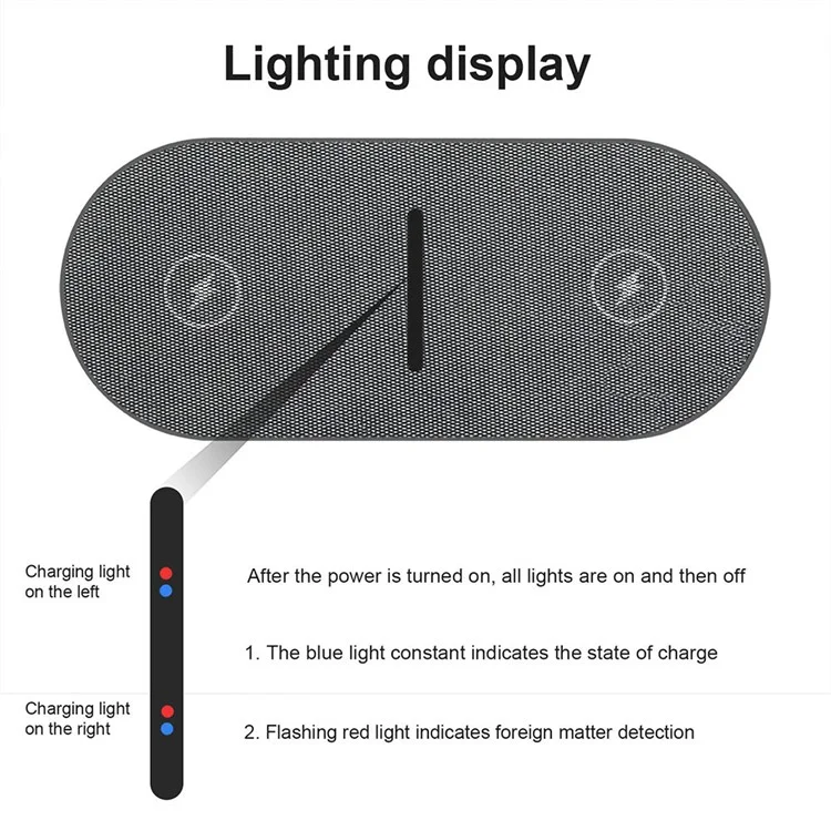 B513 2 en 1 Pavé de Charge Sans Fil Pour Iphone / Airpods Pro Dual 20W Fast Charger Mat Qi Station